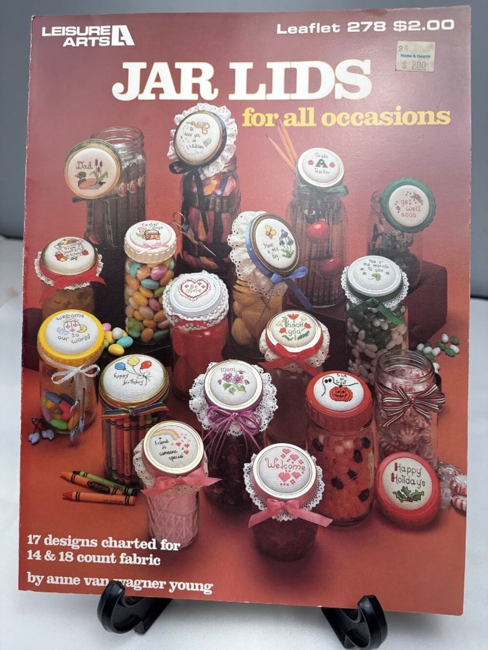 Jar Lids Cross-Stitch Pattern Booklet Leisure Arts 17 Designs 14 & 18 Count